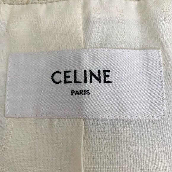 Celine Paris Wool Blend Striped Round Neck Jacket With Gold Buttons & Pockets Si - Picture 5 of 8